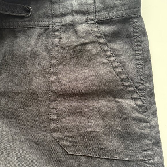 Juicy Couture Womens Black Linen Wide-Leg Pants Drawstring Pockets Size XL - Picture 6 of 8